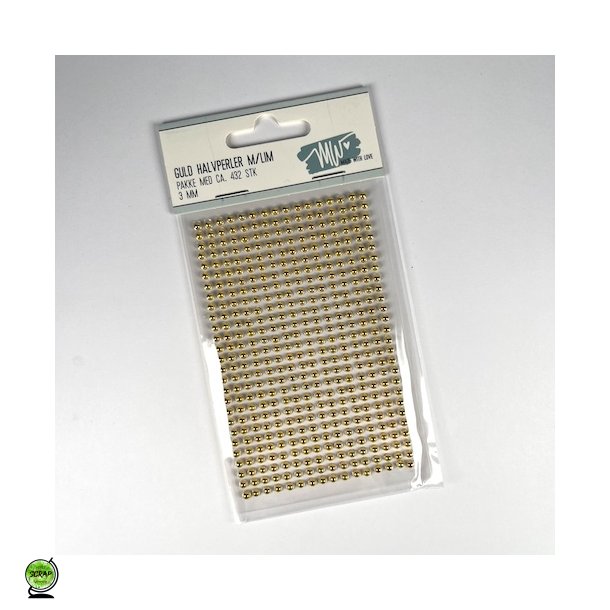Made with Love 1865 - Halvperler m/lim guld 3 mm