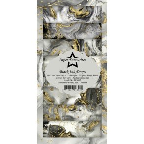 Paper Favourites PFS087 - Black Ink Drops 10x21 cm