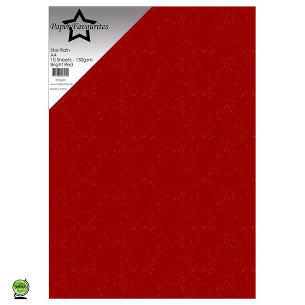 Paper Favourites PFSS601 - Star Rain Bright Red 130g 10 ark
