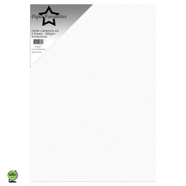 Paper Favourites PFSS201 - Glitter A4 White/Silver 250 g 5 ark