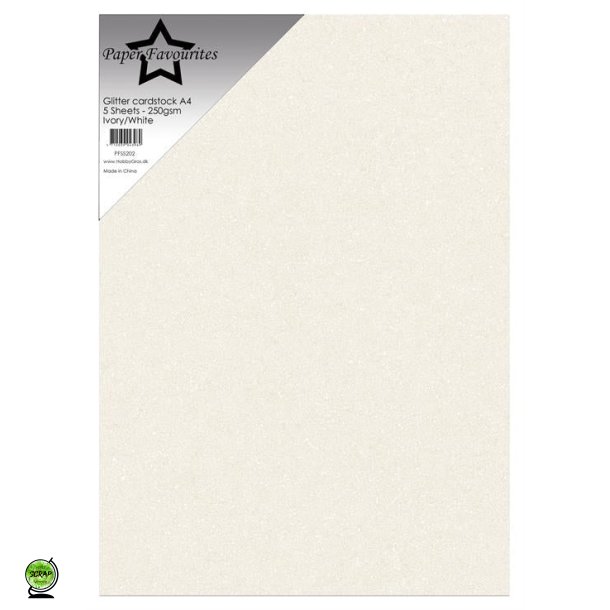 Paper Favourites PFSS202 - Glitter A4 Ivory/White 250 g 5 ark