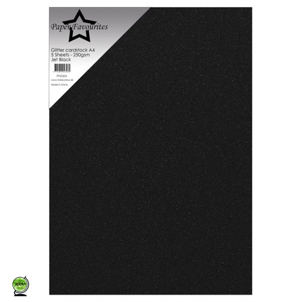 Paper Favourites PFSS204 - Glitter A4 Jet Black 250 g 5 ark