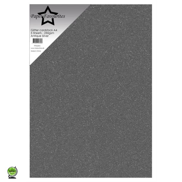 Paper Favourites PFSS205 - Glitter A4 Antique Silver 250 g 5 ark