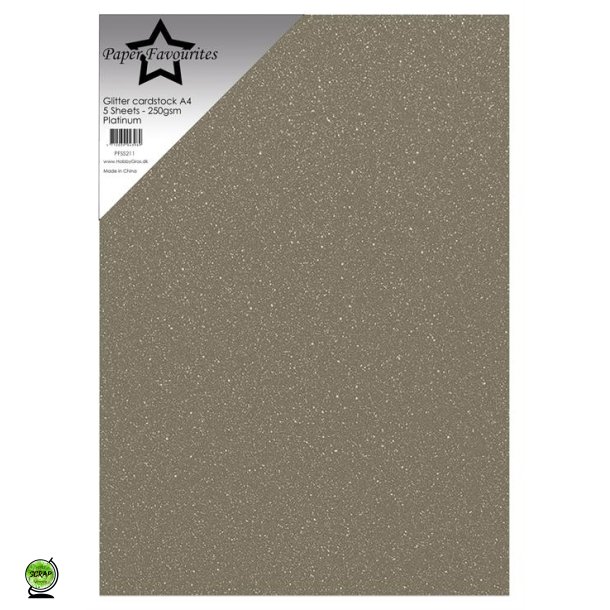 Paper Favourites PFSS211 - Glitter A4 Platinum 250 g 5 ark