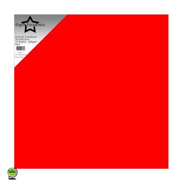 Paper Favourites PFSS517 - Smooth Cardstock Red 30,5x30,5 cm 10 ark