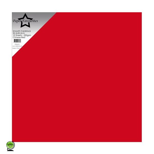 Paper Favourites PFSS518 - Smooth Cardstock Chinese Red 30,5x30,5 cm 10 ark