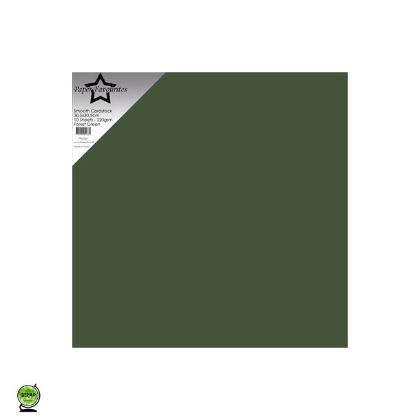Paper Favourites PFSS521 - Smooth Cardstock Forest Green 30,5x30,5 cm 10 ark