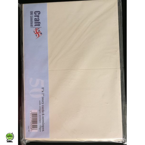 Kort/kuvert 12,7x17,8 cm 50 st ivery