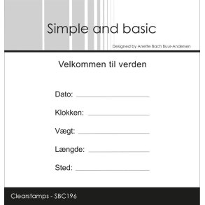 Simple and Basic SBC196 - Stempel tekst Velkommen til verden