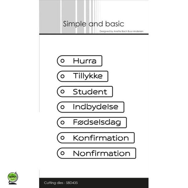 Simple and Basic SBD435 - Dies Tags med danske tekster