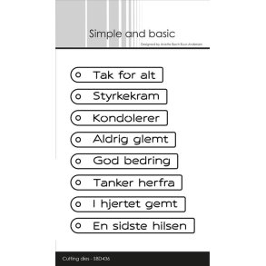 Simple and Basic SBD436 - Dies Tags st med danske tekster 