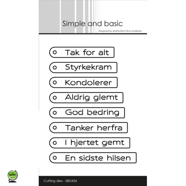 Simple and Basic SBD436 - Dies Tags st med danske tekster 