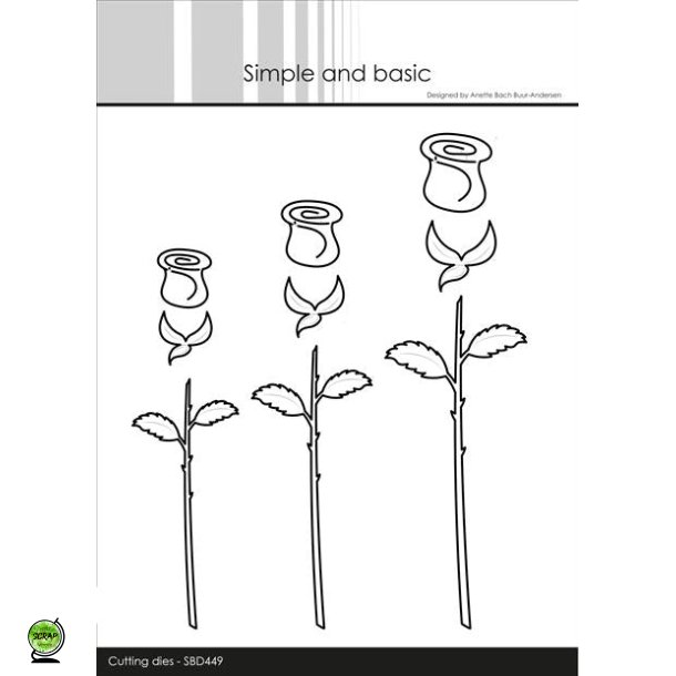 Simple and Basic SBD449 - Dies Roser st med 3 stk.