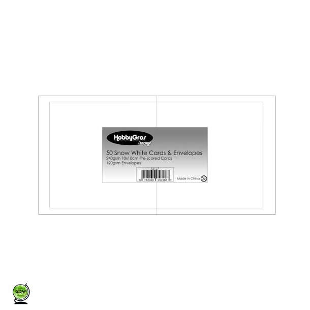 HobbyGros SS127 - Kort/kuvert 10x10 cm 50 st snow white