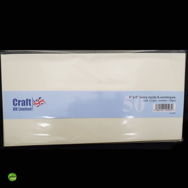 Kort/kuvert 6"x6" 50 st creme/ivory