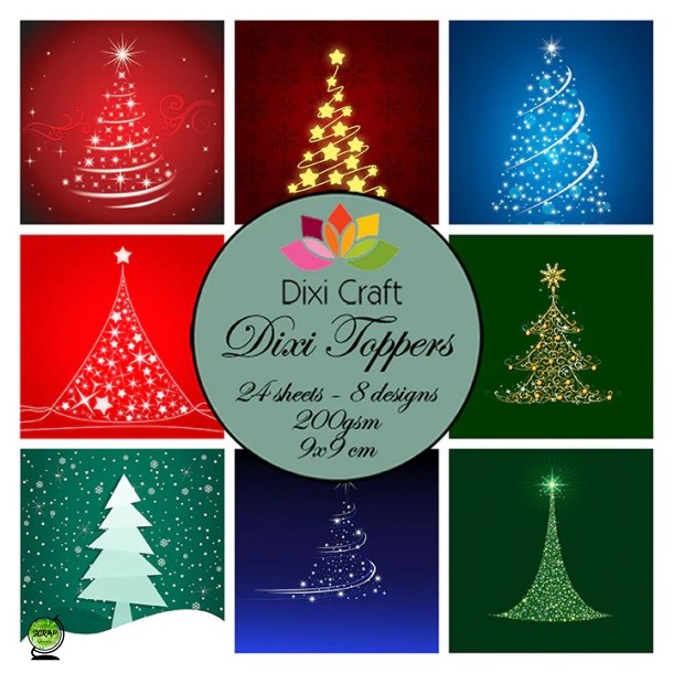 Dixi Craft ET0281 - Toppers 9x9 cm med jueltrer