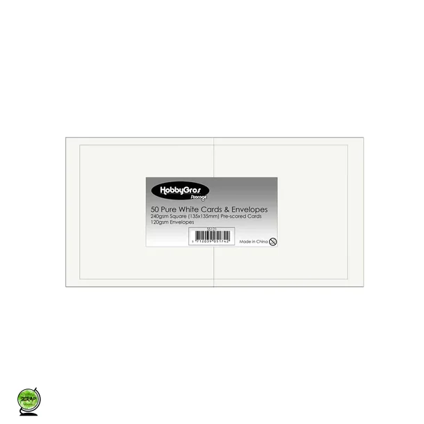 HobbyGros SS121 - Kort/kuvert 13,5x13,5 cm 50 st hvid