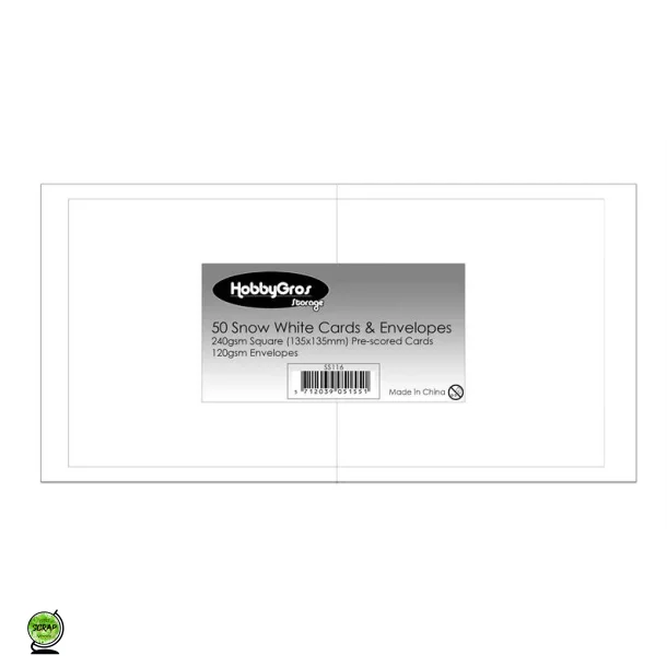 HobbyGros SS116 - Kort/kuvert 13,5x13,5 snow white 50 st