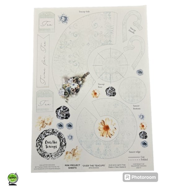 3QuaterDesigns Mini project sheets - Over the teacups A4