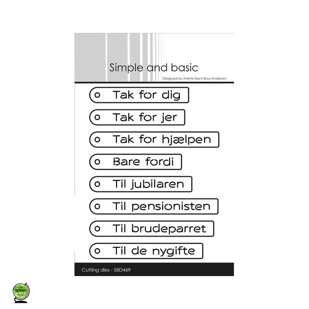 Simple and Basic SBD469 - Dies Danish Tag Texts