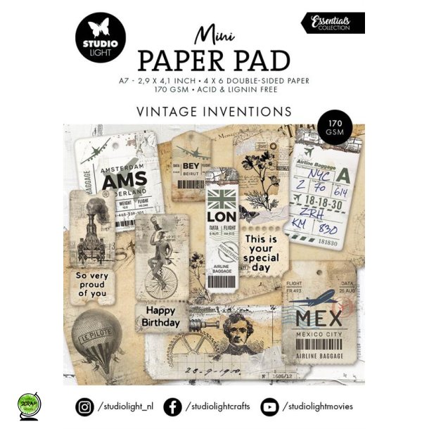 Studio Light SL-ES-DPP302 - Mini paper pad A7 Vintage Inventions 