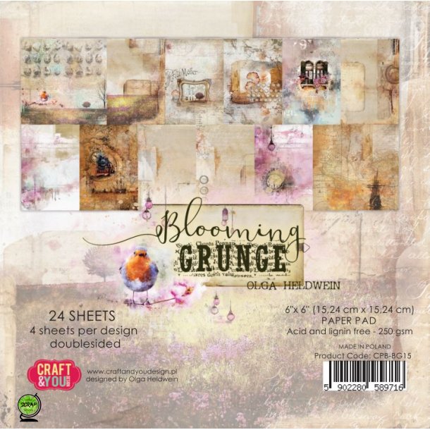 Craft &amp; You CPB-BG15 -Blooming Grunge 15*15 cm
