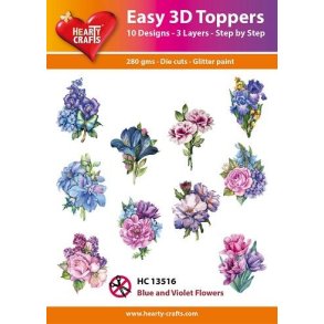 Hearty Craft HC13516 - Easy 3D Toppers Blue and violet flowers