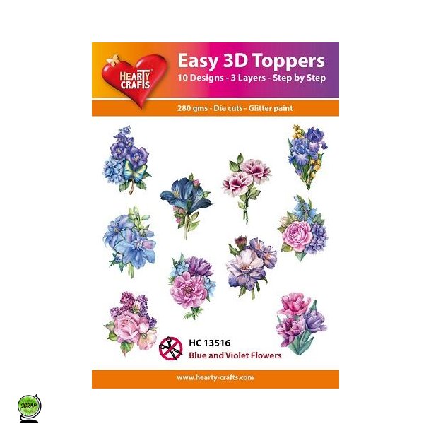 Hearty Craft HC13516 - Easy 3D Toppers Blue and violet flowers