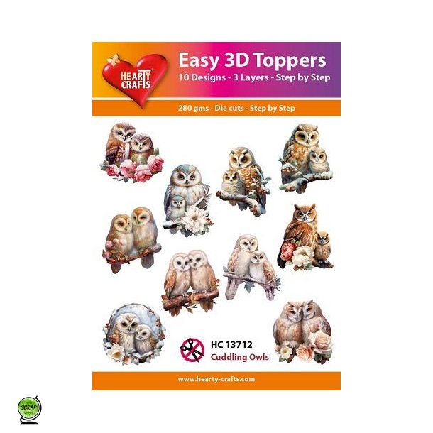 Hearty Craft HC13712 - Easy 3D Toppers Cuddling Owls